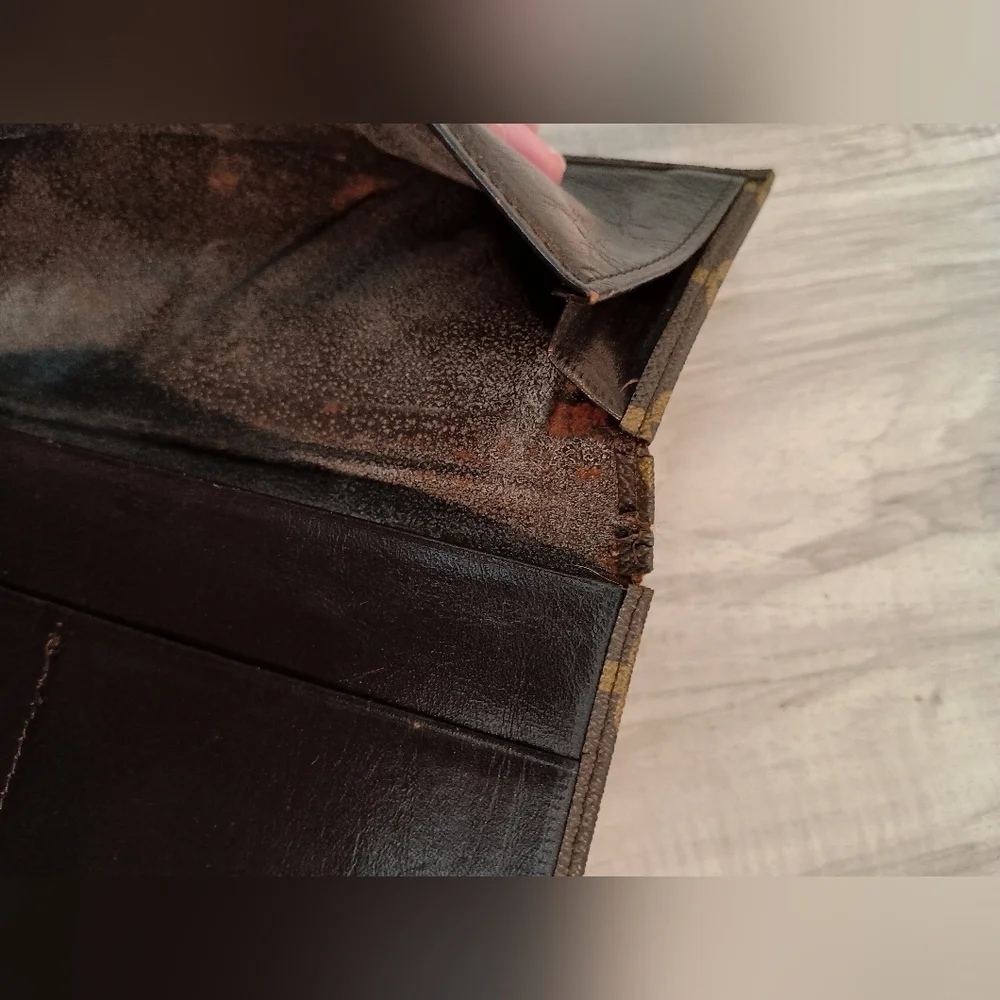 LOUIS VUITTON Monogram Porte Monnaie Credit Long Wallet Brown/ Check Holder